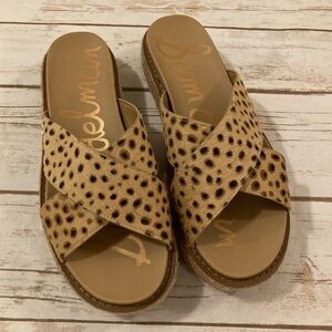 Sam Edelman Korina Platform Animal Print Slide Sandals Women's Size 9